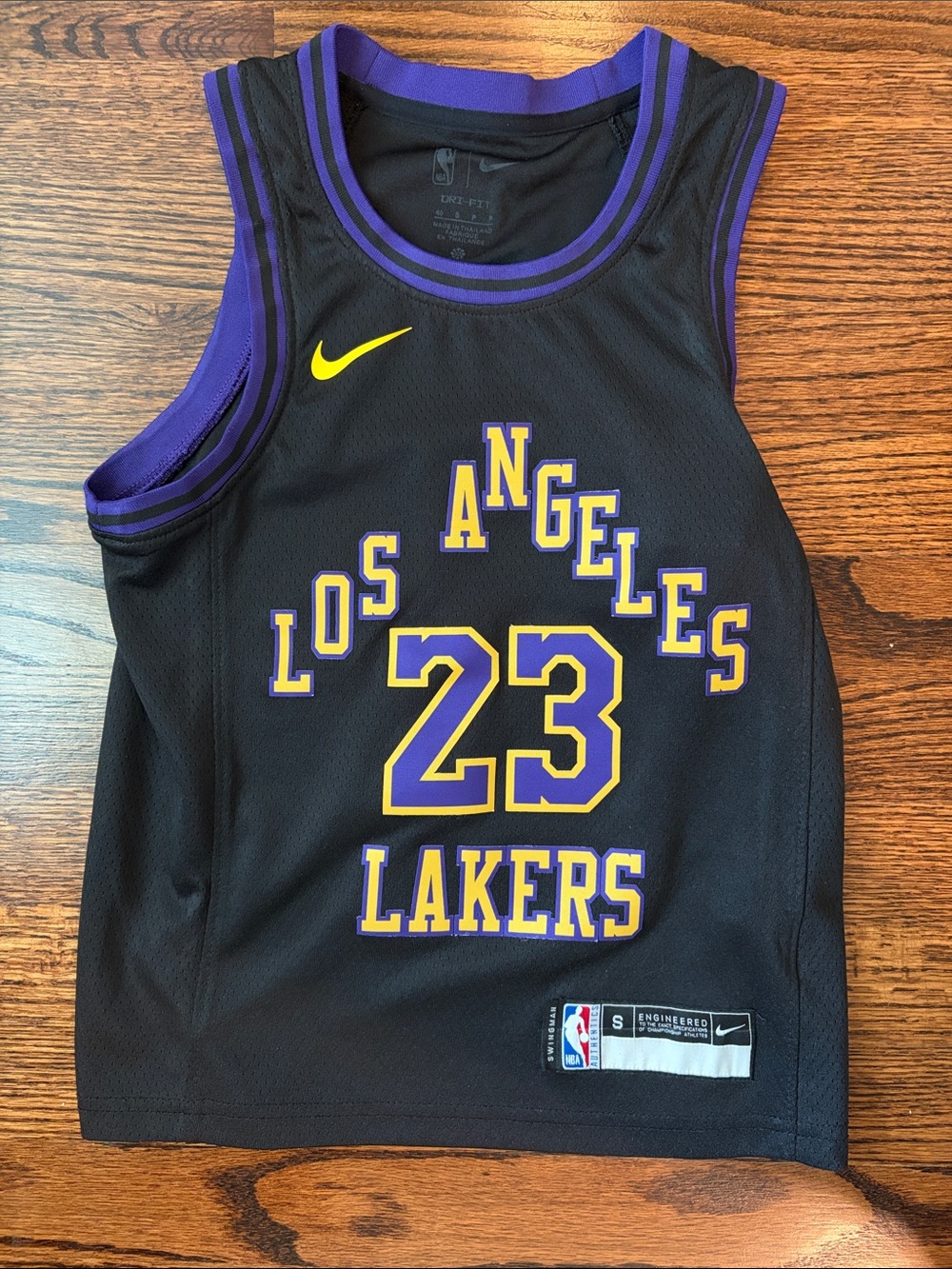 Nike Kids Los Angeles Lakers Black/Purple/Yellow #23 LeBron James Jersey